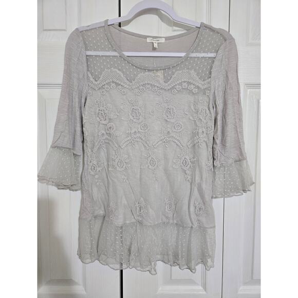 Maurices small gray shirt with lace and embroidery new with tags - Picture 1 of 9